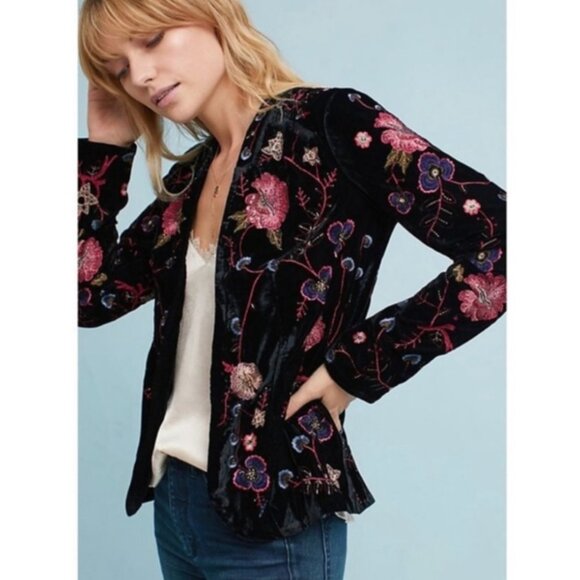Anthropologie Jackets & Blazers - Anthropologie | Ett:Twa Anthoula Beaded Embroidered Velvet Jacket
